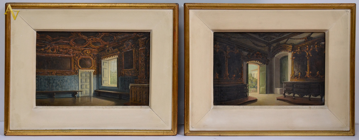 LIMA - Intrerior de Igreja - par - ose - 15 x 23 cm.