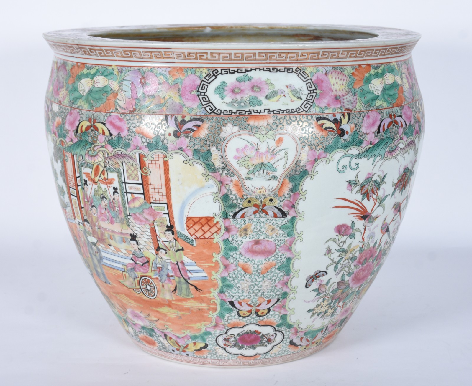Cachepot/aquário de porcelana chinesa com gueixas e flores em... - foto 1 de 7
