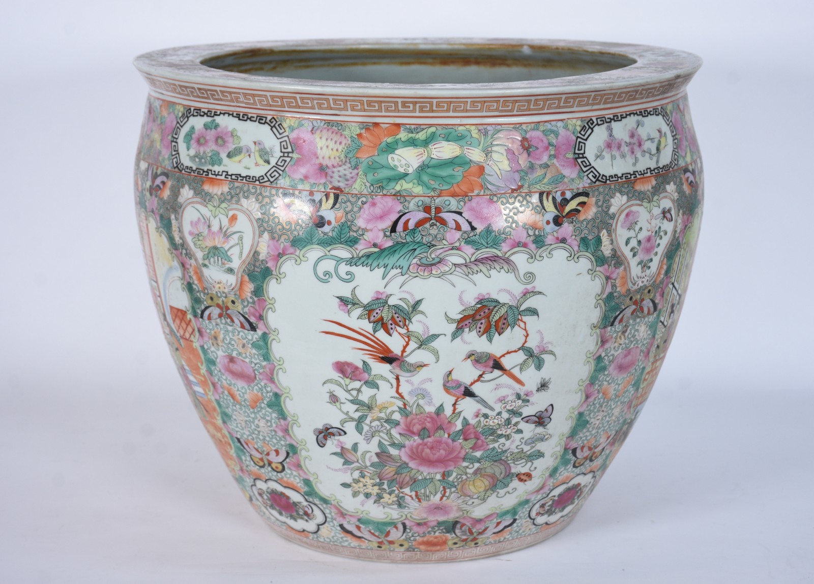 Cachepot/aquário de porcelana chinesa com gueixas e flores em... - foto 2 de 7