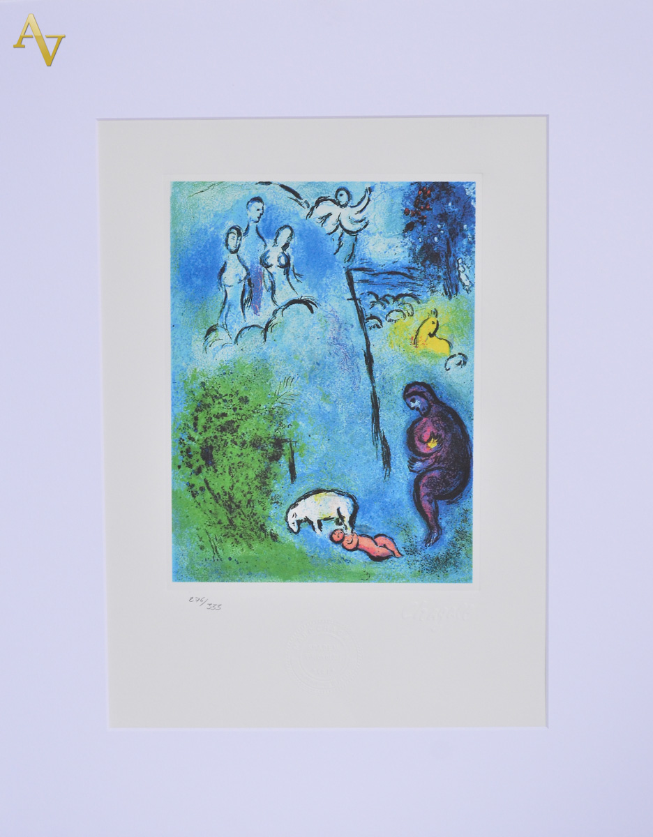 MARCH CHAGALL - Dryas Findet Chloe litografia catolada no Mourlot 310...