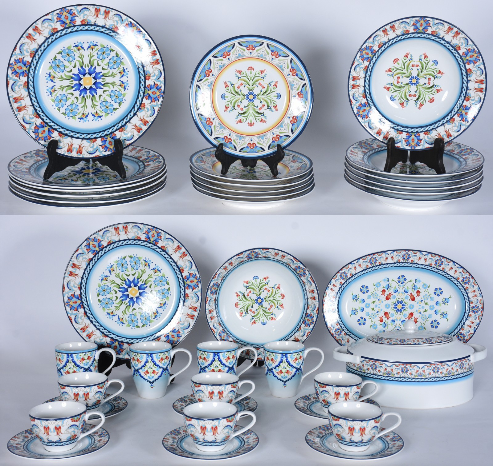 Serviço de jantar, chá e café de porcelana composto de: 6 pratos... - foto 1 de 11