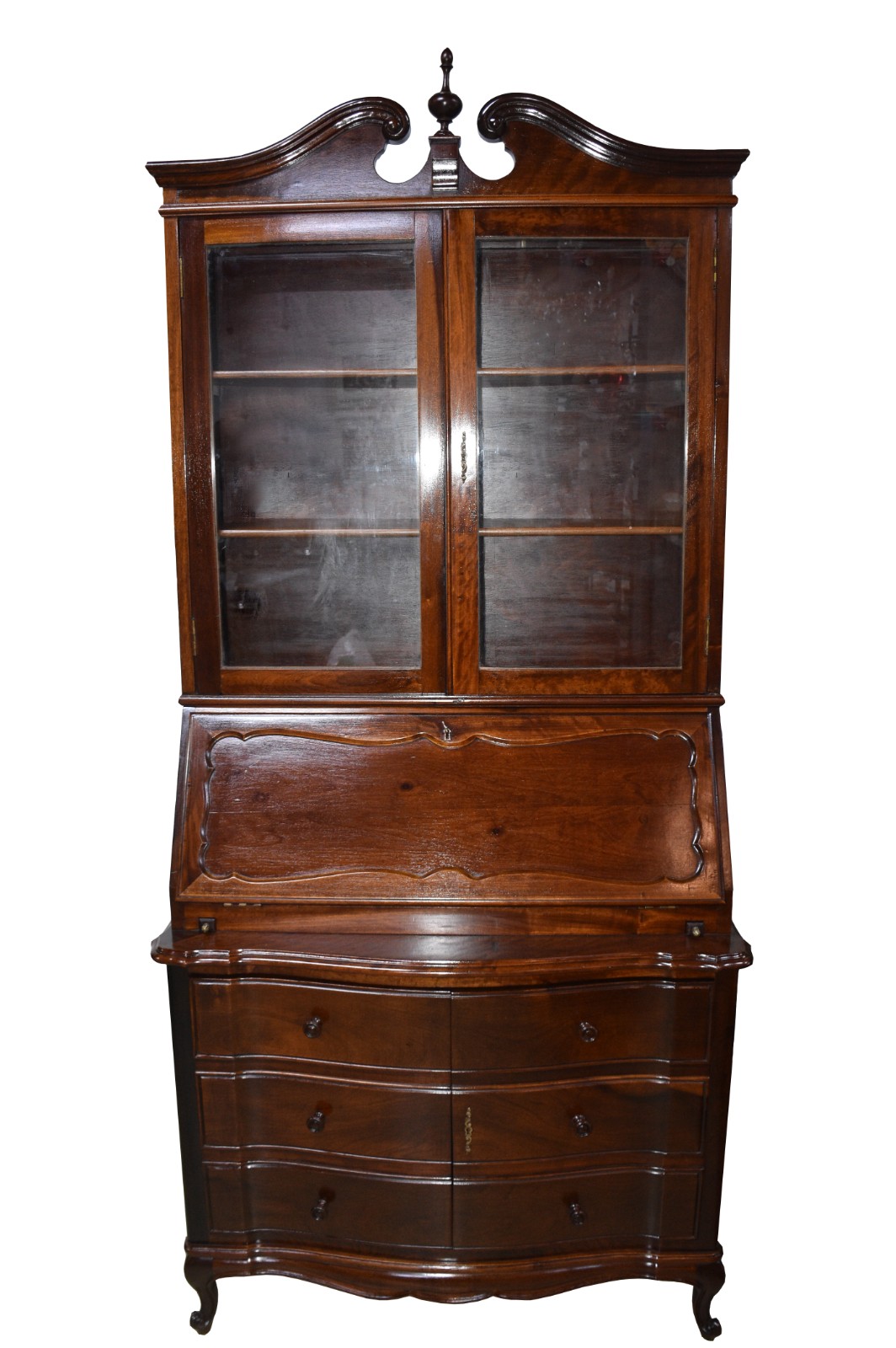 Cômoda "bookcase" de madeira nobre com 3 gavetas, tampo articulado... - foto 2 de 5