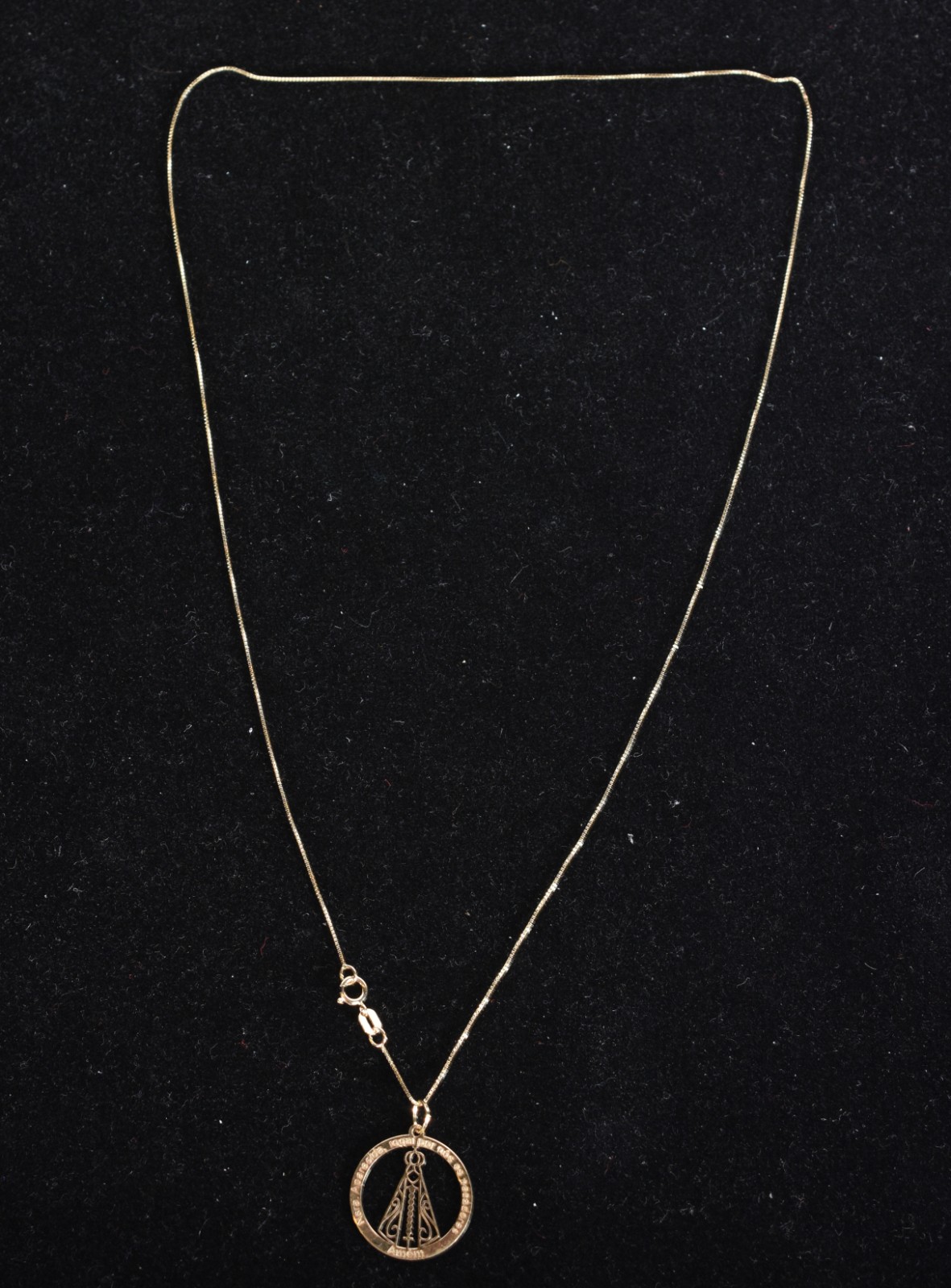 Colar de ouro 18k., contraste 750 mls com pingente de Nossa Senhora... - foto 2 de 6