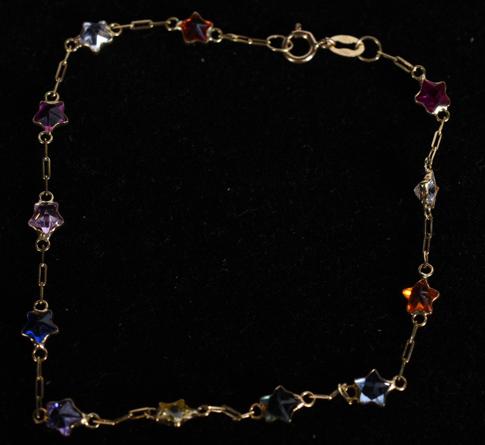 Pulseira de ouro 18k., contraste 750 mls feitio estrelinha com pedra... - foto 1 de 4