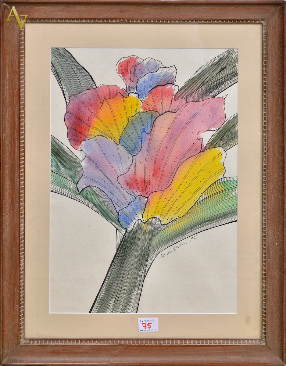 ADEMIR MARTINS - Aquarela e nanquim sobre papel, datada 1985 - Meds...