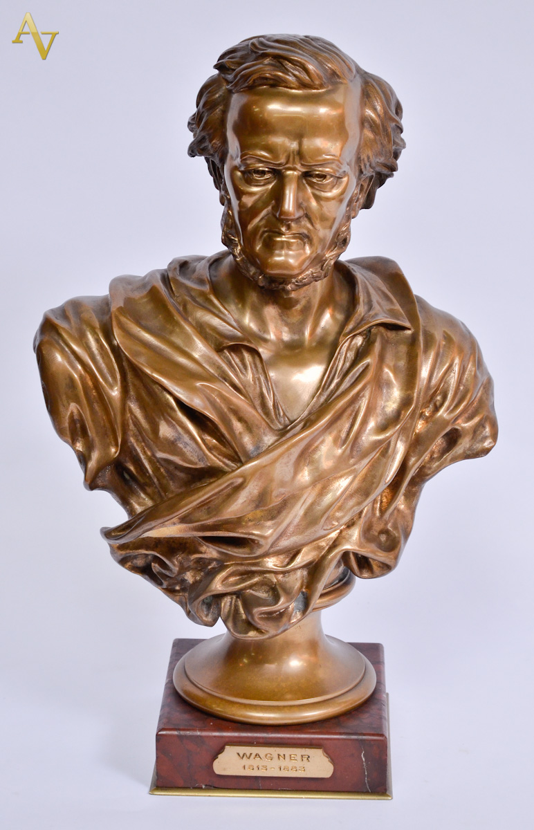 B.FEINBERG - Busto francês de bronze repres. WAGNER, assinado. Selo...