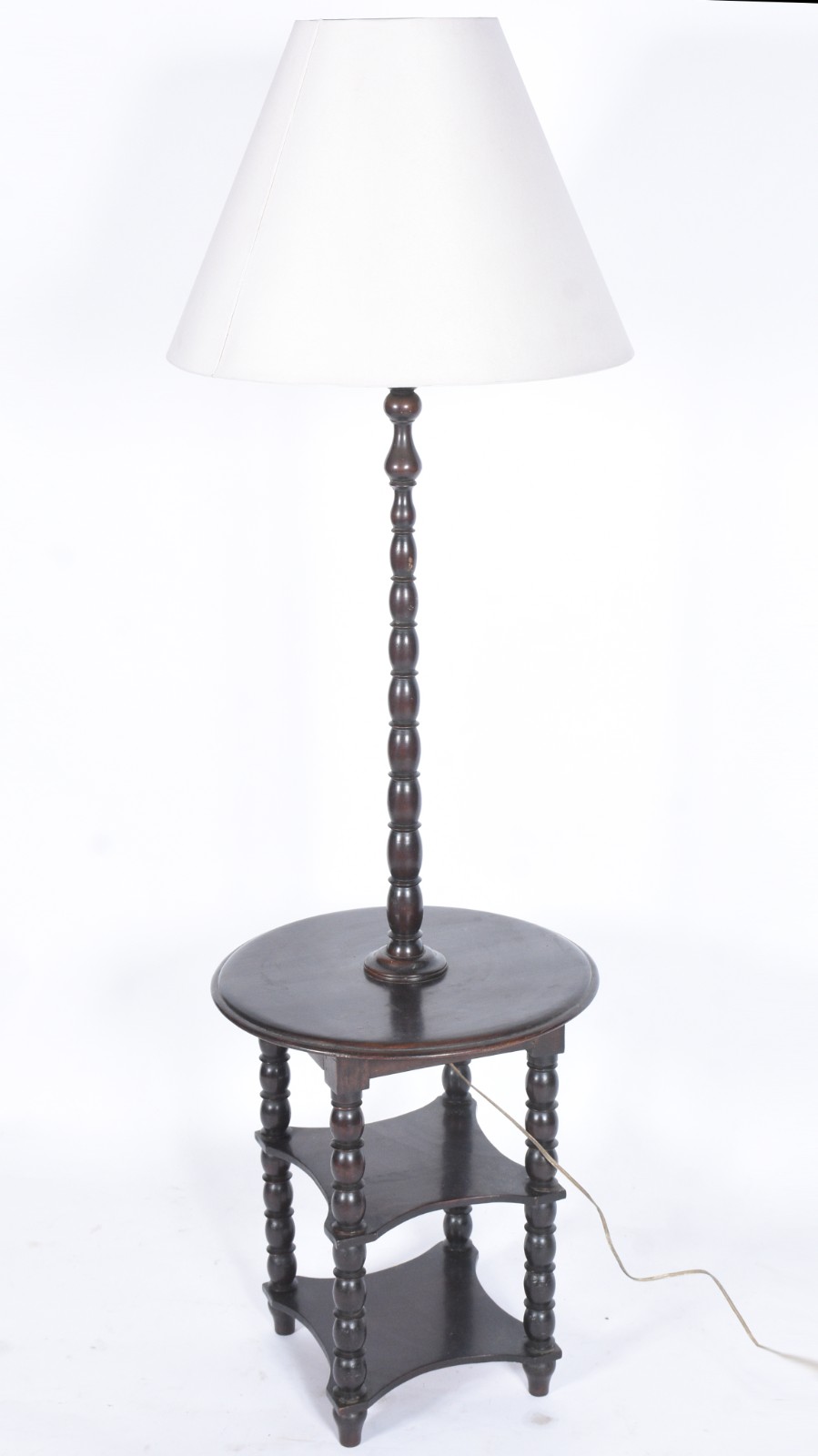 Mesa com abatjour acoplado de madeira nobre torneada, cúpula na cor... - foto 1 de 4