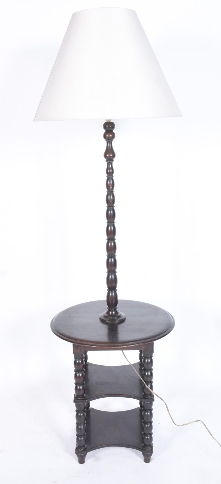 Mesa com abatjour acoplado de madeira nobre torneada, cúpula na cor... - foto 2 de 4