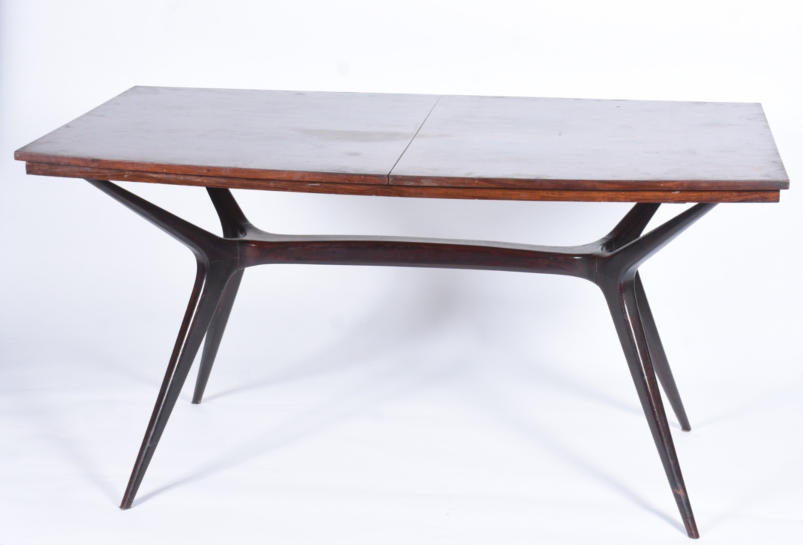 Mesa de jantar de madeira nobre, design moderno dos anos 60, com... - foto 2 de 9