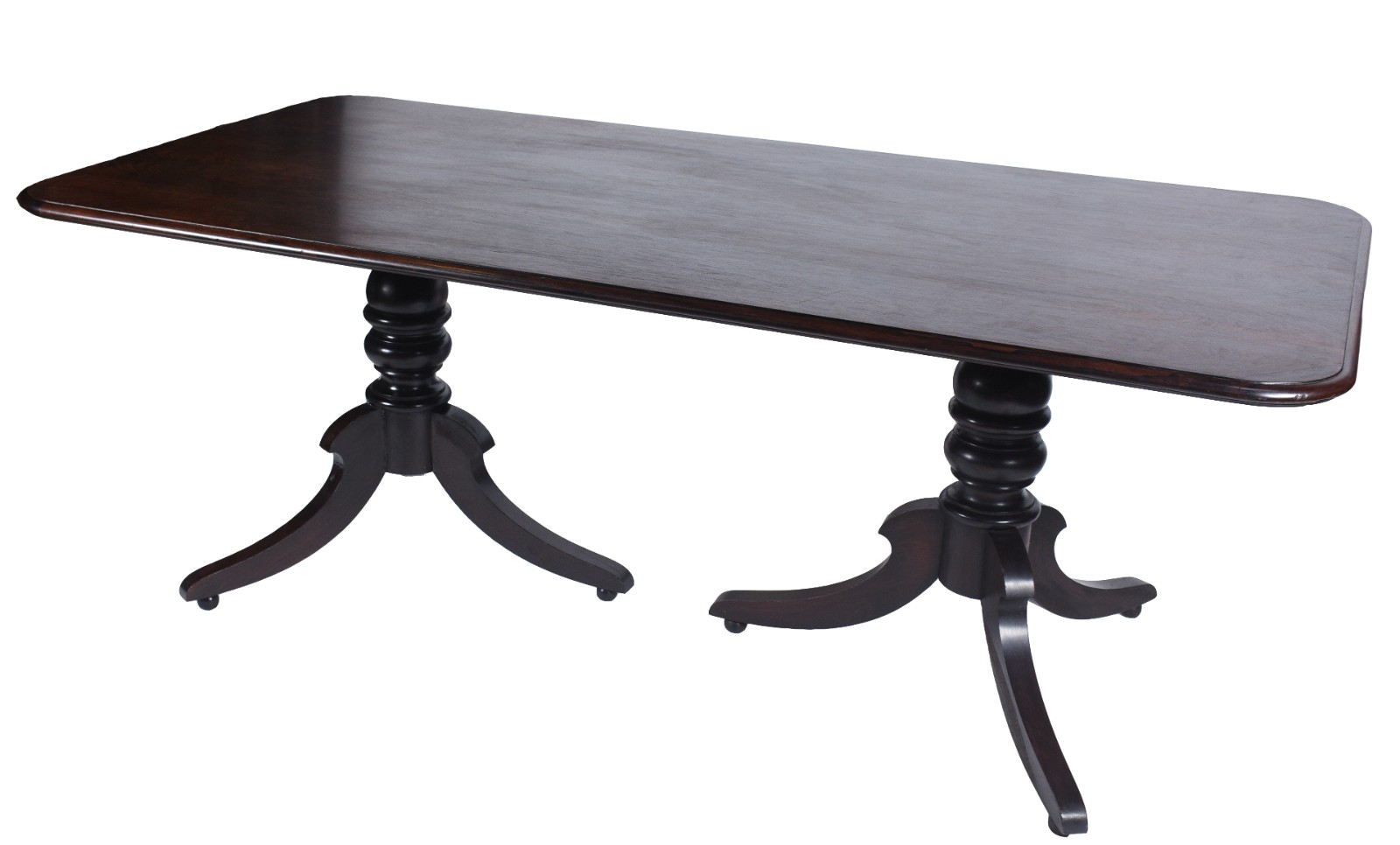 Mesa de jantar de madeira nobre, base em duplo balaústre trminando em... - foto 2 de 10