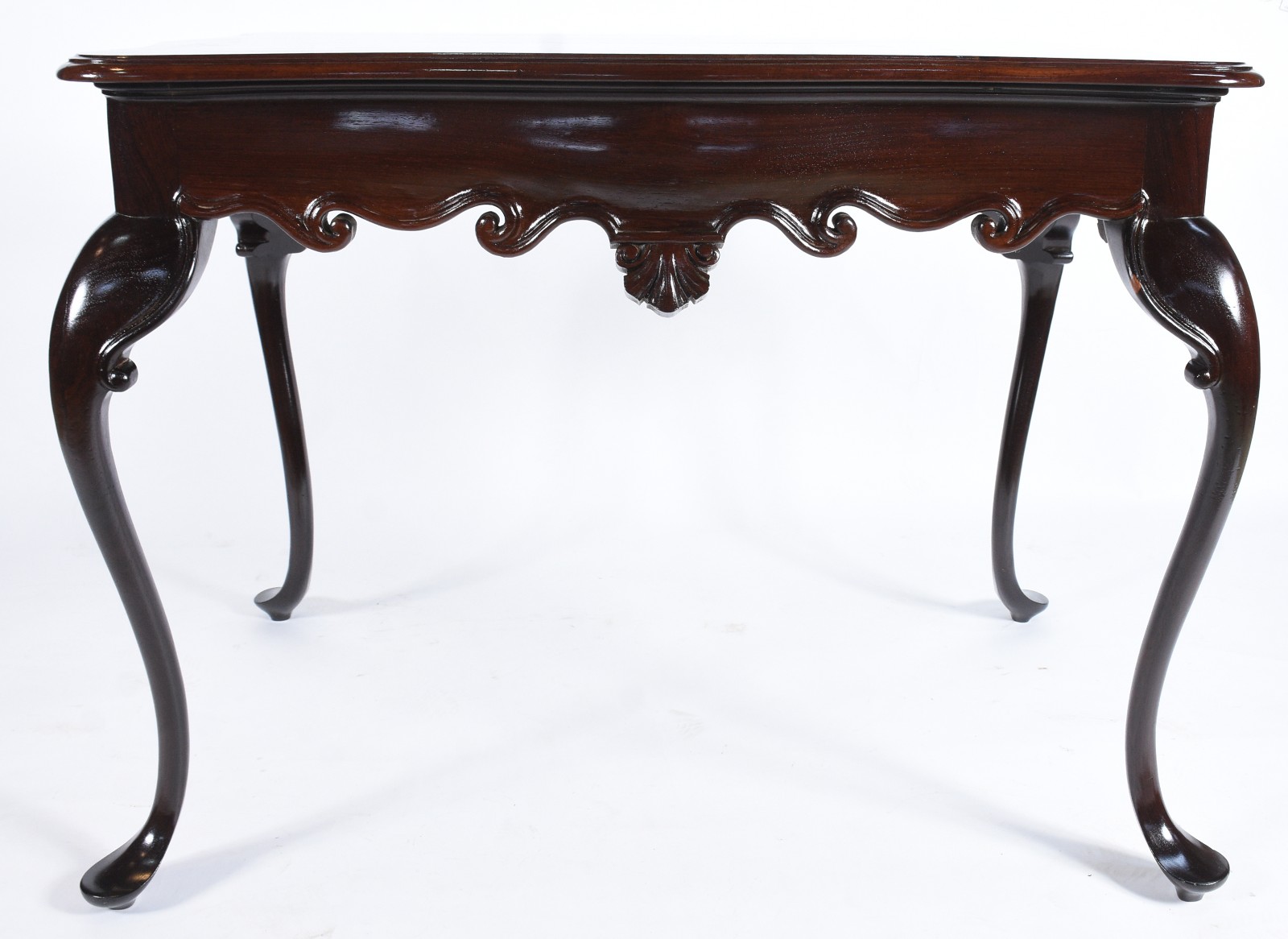 Mesa de encostar de madeira nobre, estilo Dom José, duas gavetas... - foto 2 de 8