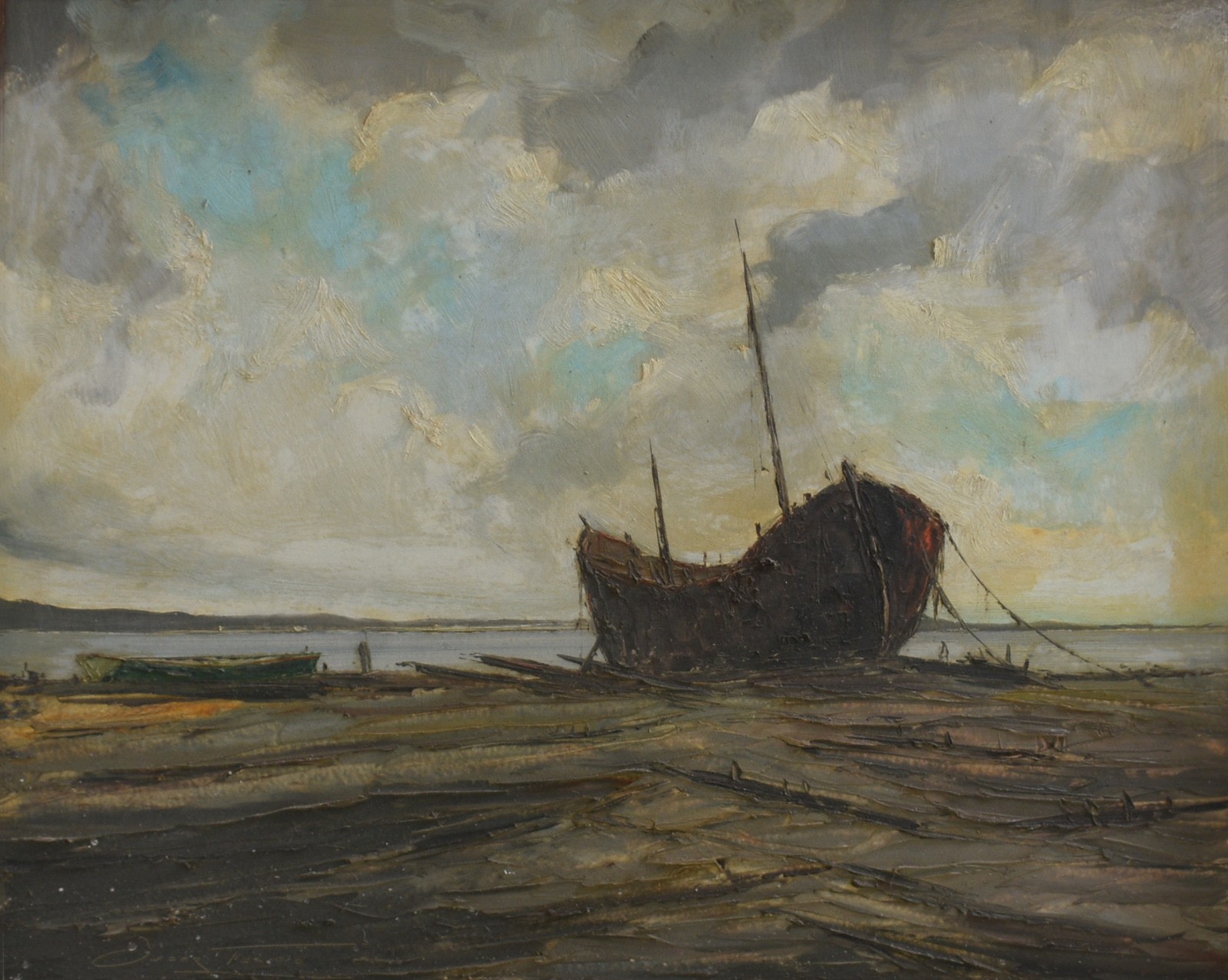 Oscar Tecídio (1926-1995), Marinha com barco - foto 1 de 6