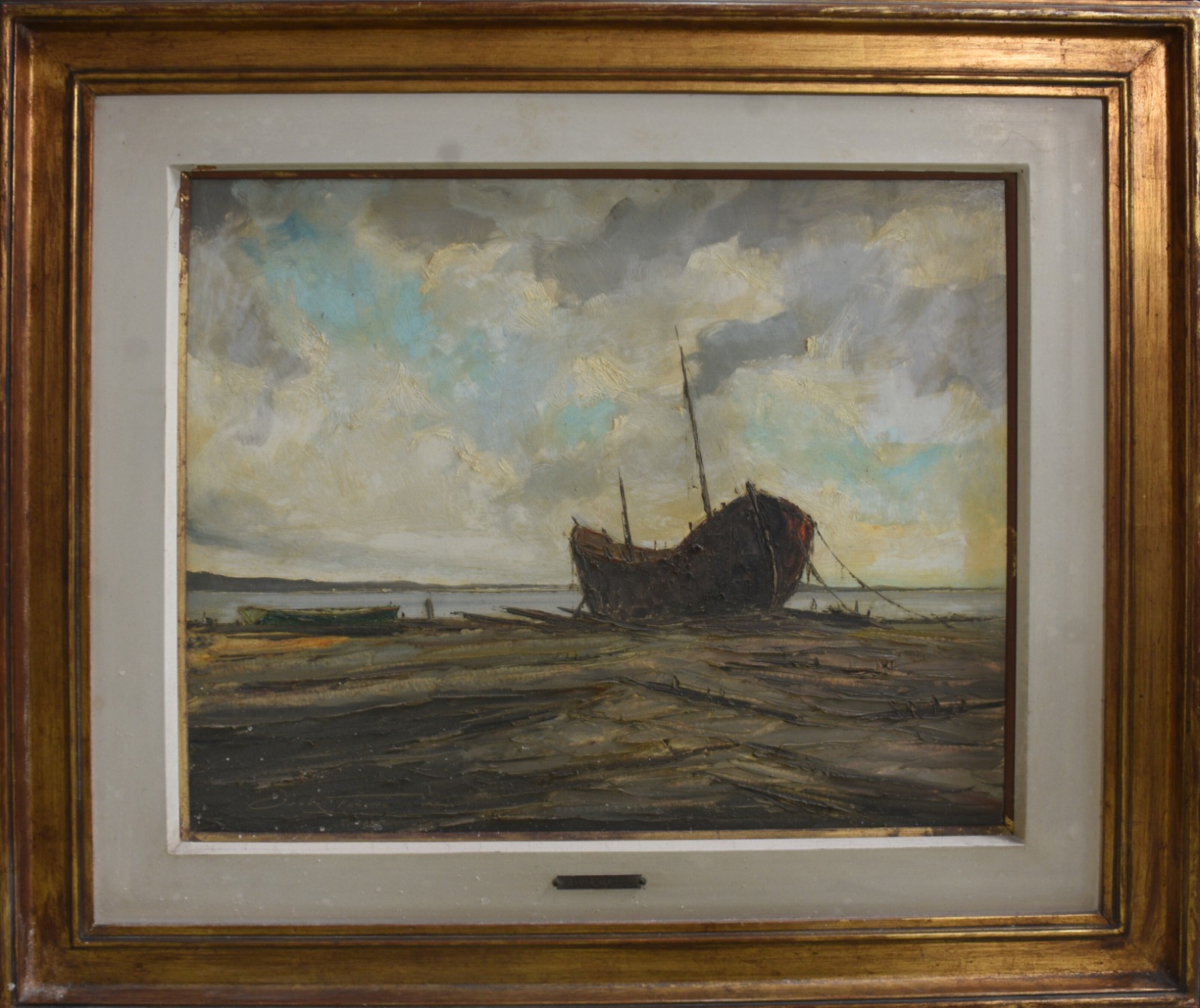 Oscar Tecídio (1926-1995), Marinha com barco - foto 2 de 6