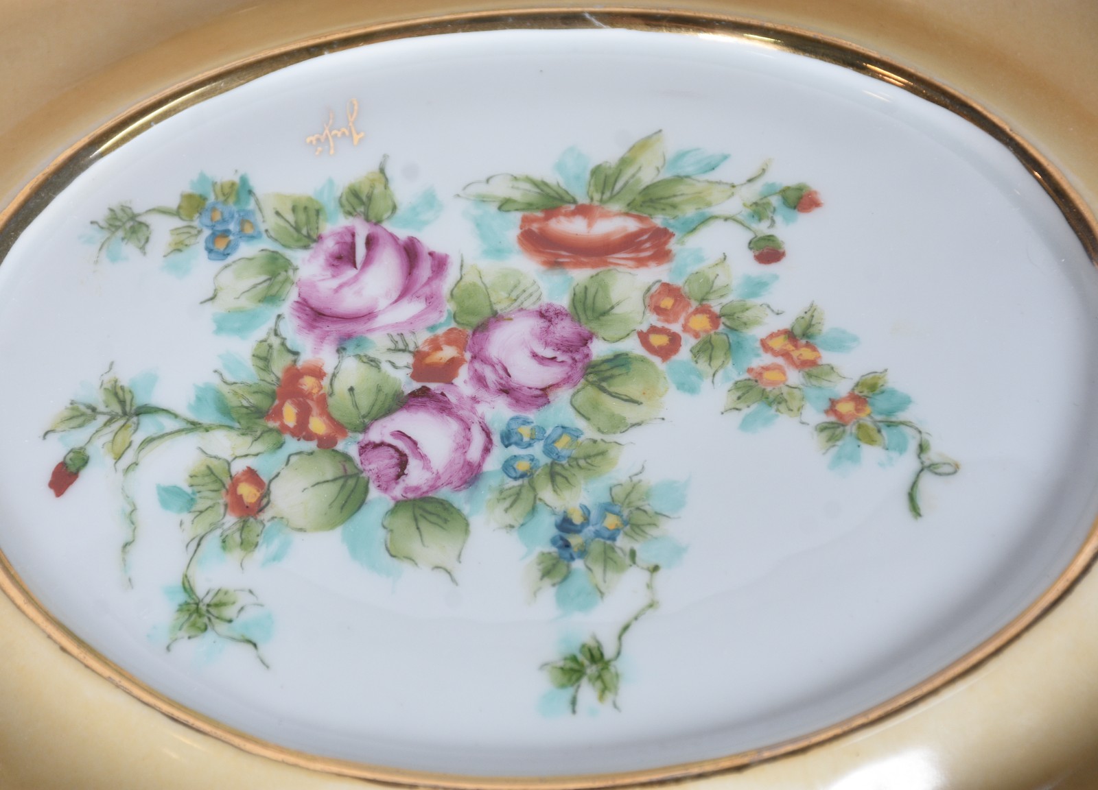 Sopeira com presentoir de porcelana pintada á mão com motivo floral... - foto 4 de 8