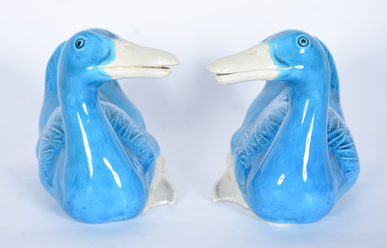 Par de patos de cerâmica oriental azul turquesa. - foto 3 de 7