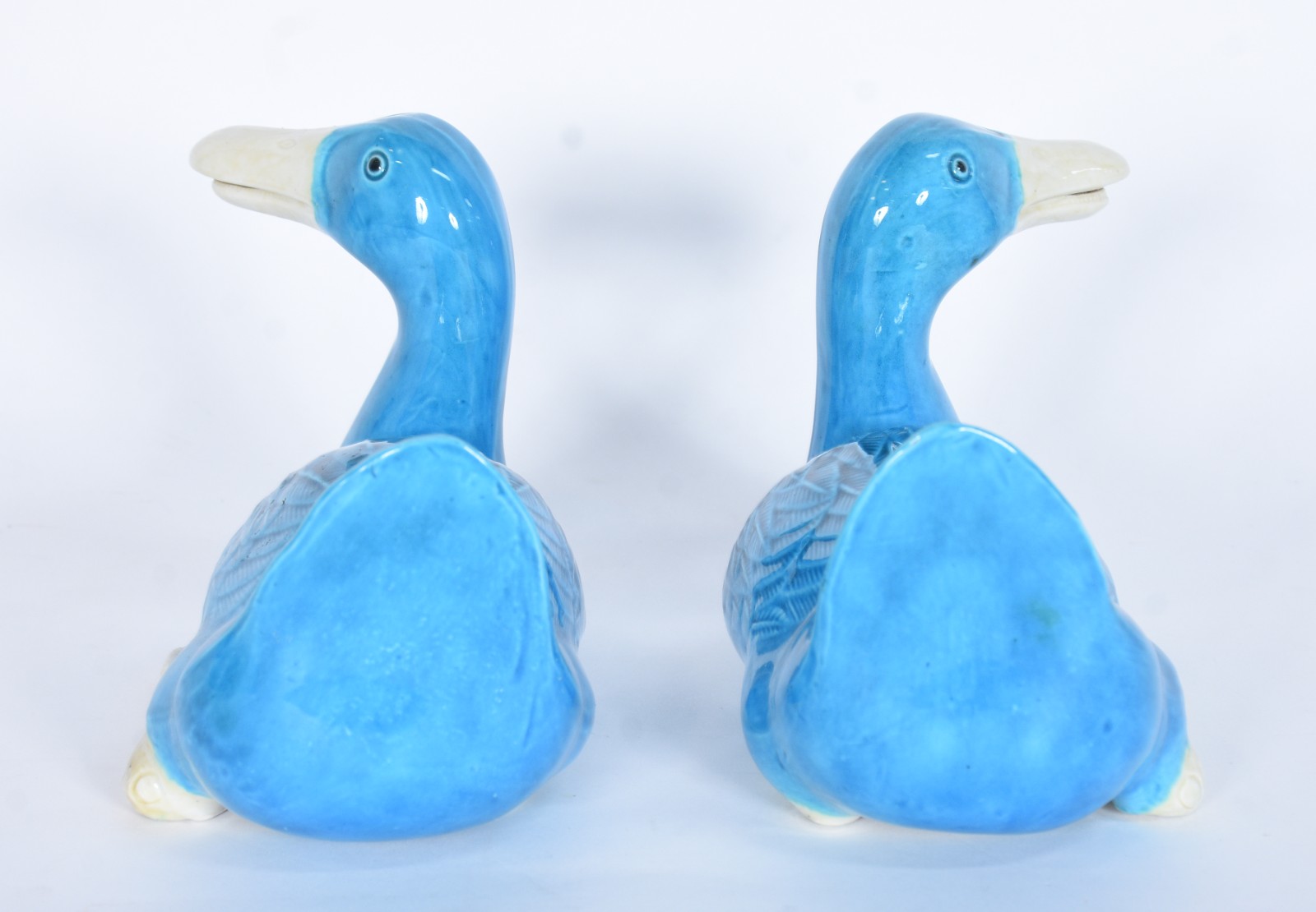 Par de patos de cerâmica oriental azul turquesa. - foto 6 de 7