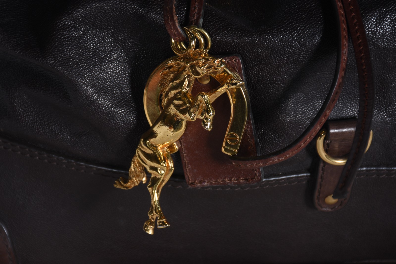 Bolsa feminina de couro com metais dourados. - foto 4 de 10
