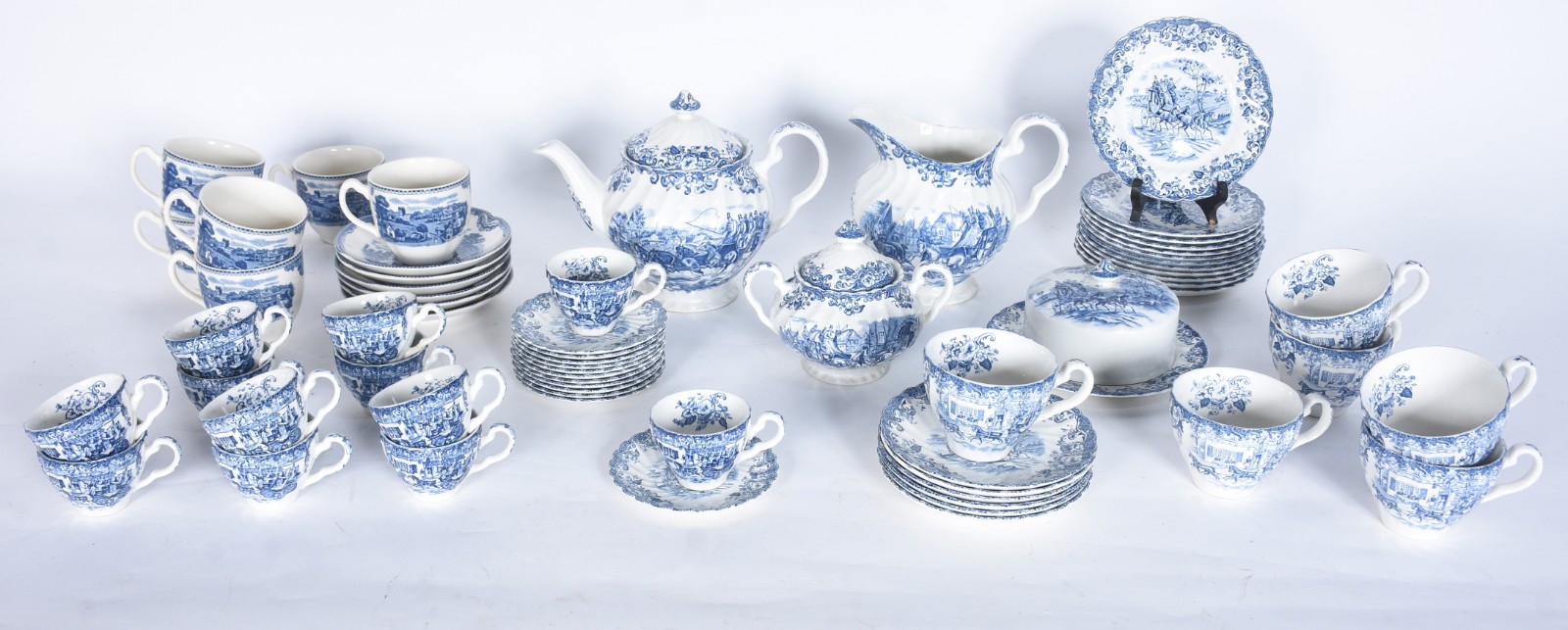 Serviço de chá e café de faiança inglesa, decoração "Coaching... - foto 2 de 11