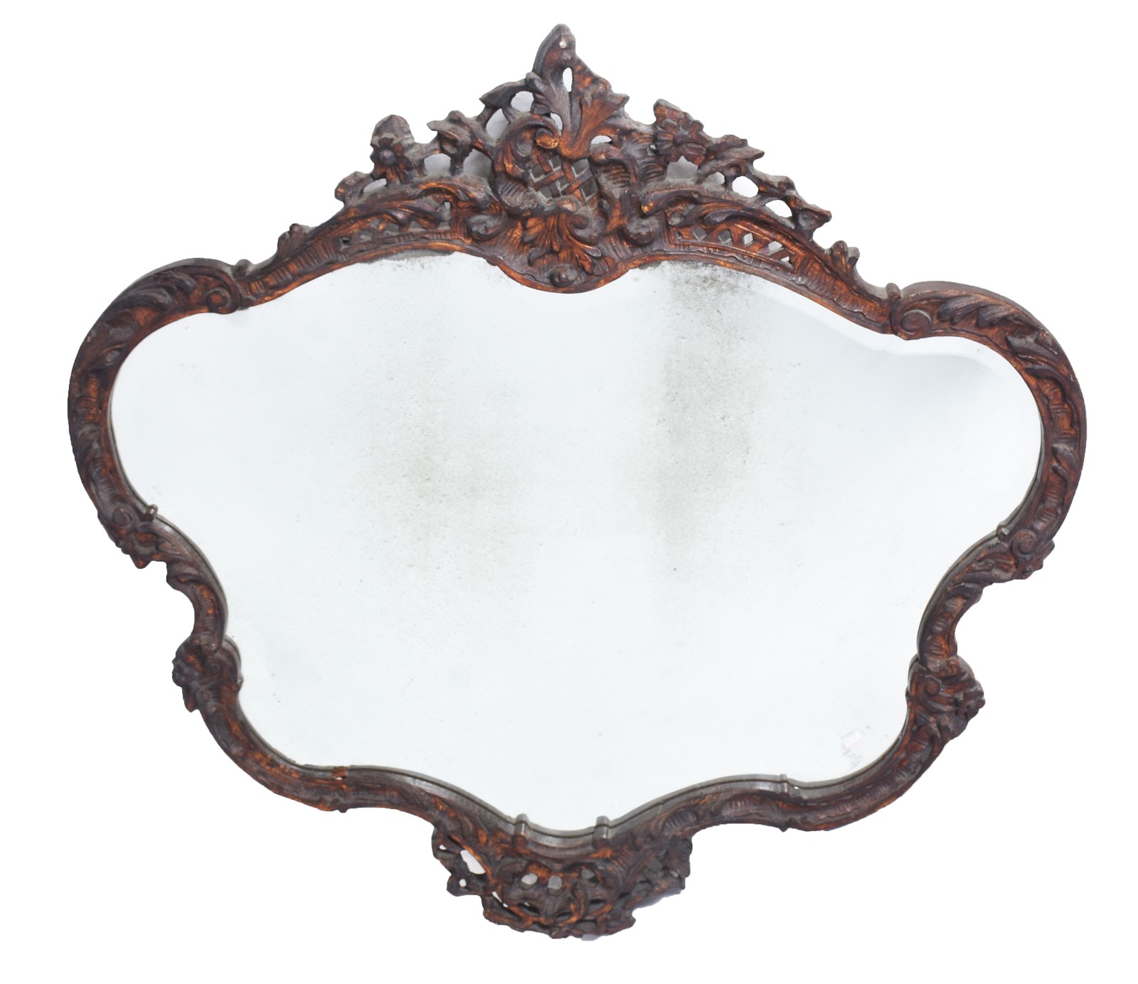Espelho decorativo de cristal bisotado, moldura de madeira entalhada... - foto 1 de 9