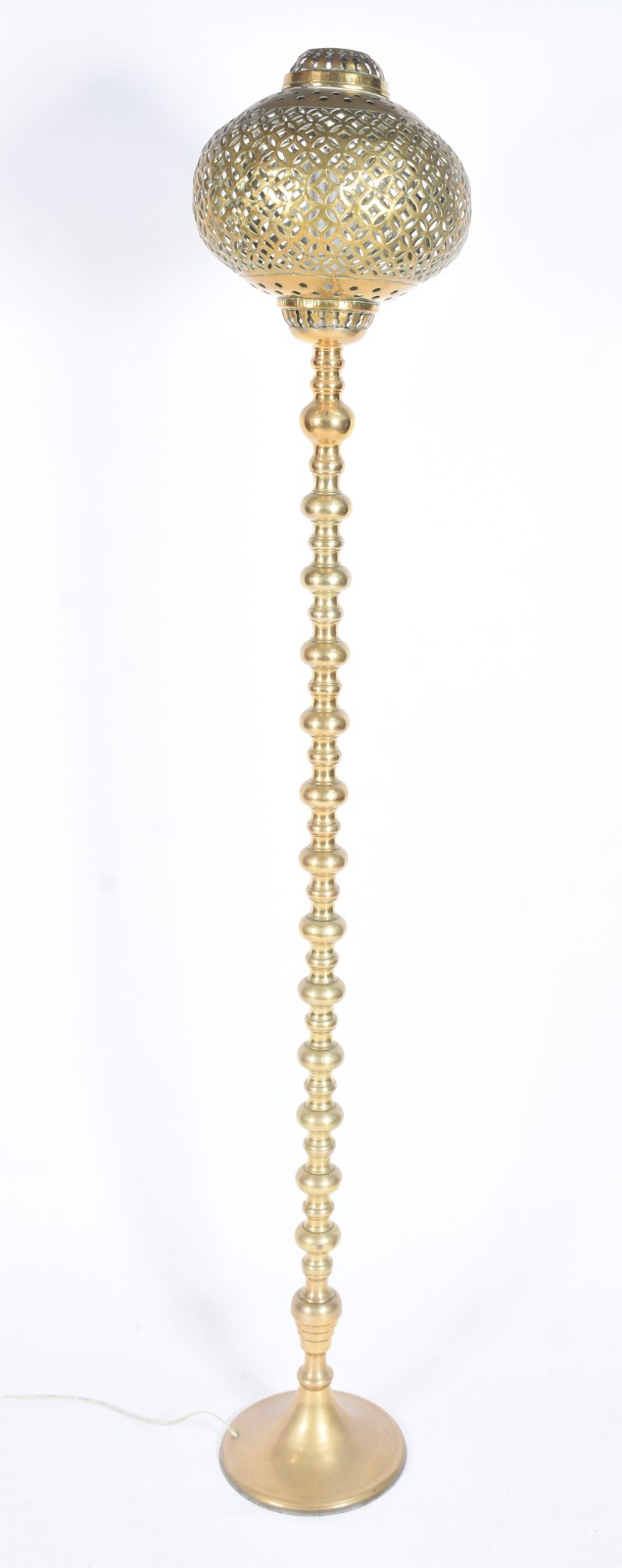 Luminária de metal dourado oriental, base em coluna com gomos e... - foto 1 de 5