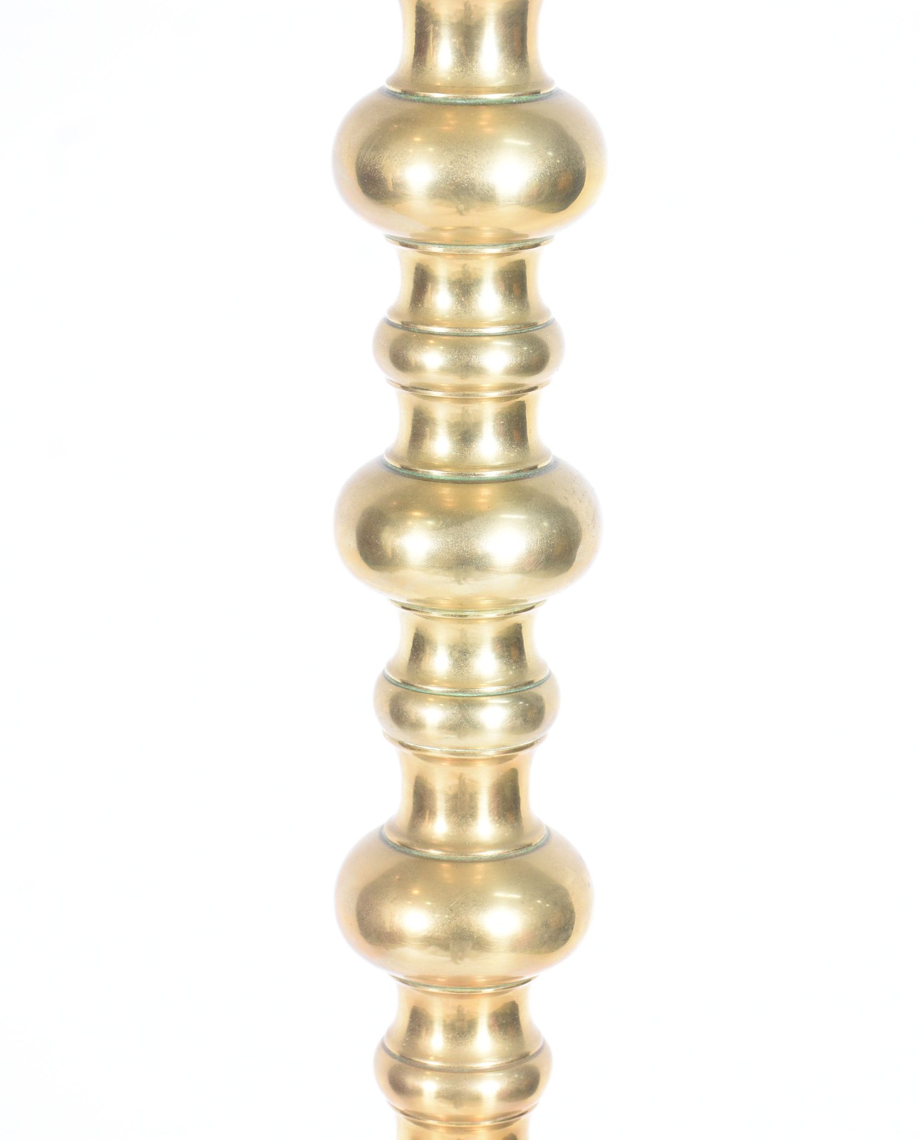 Luminária de metal dourado oriental, base em coluna com gomos e... - foto 2 de 5