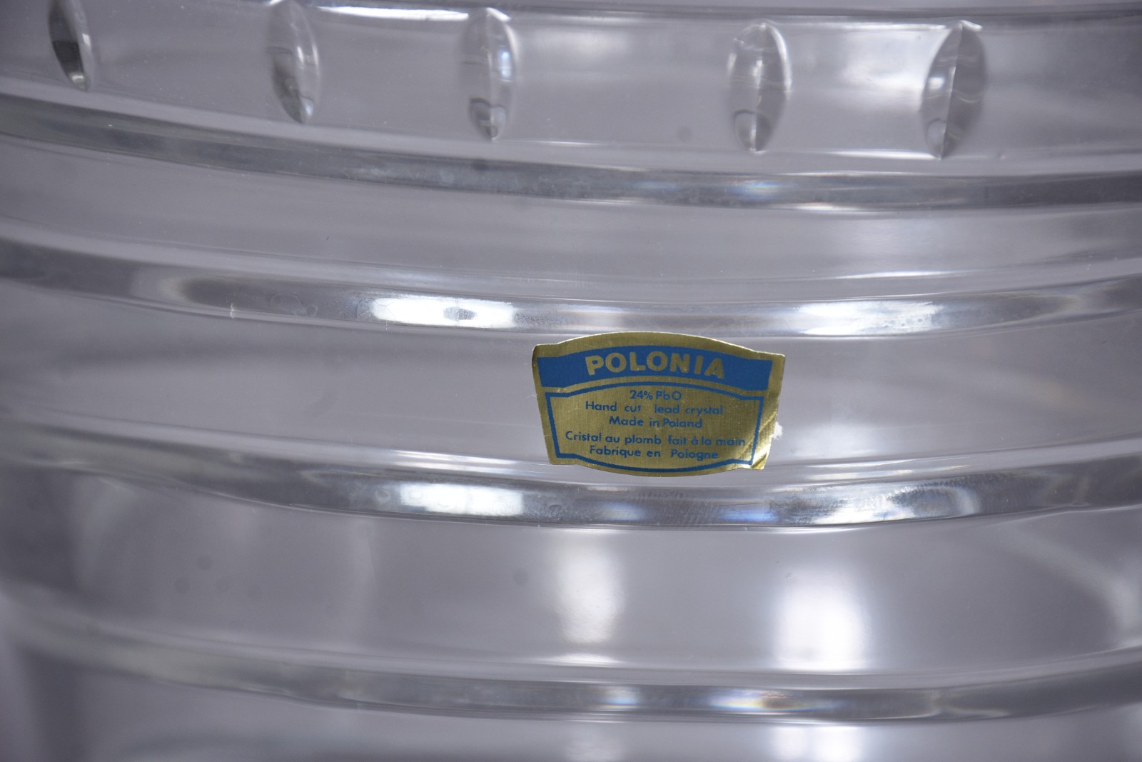 Vaso de cristal polonês lapidado em frisos. - foto 2 de 6