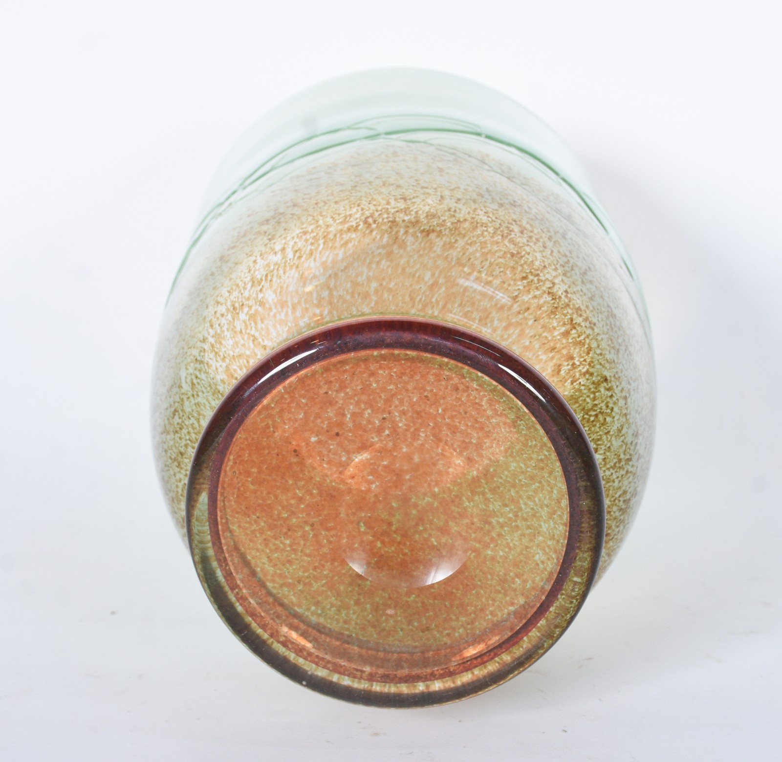 Vaso de murano degrade âmbar/verde com trabalhos em relevo. - foto 4 de 4