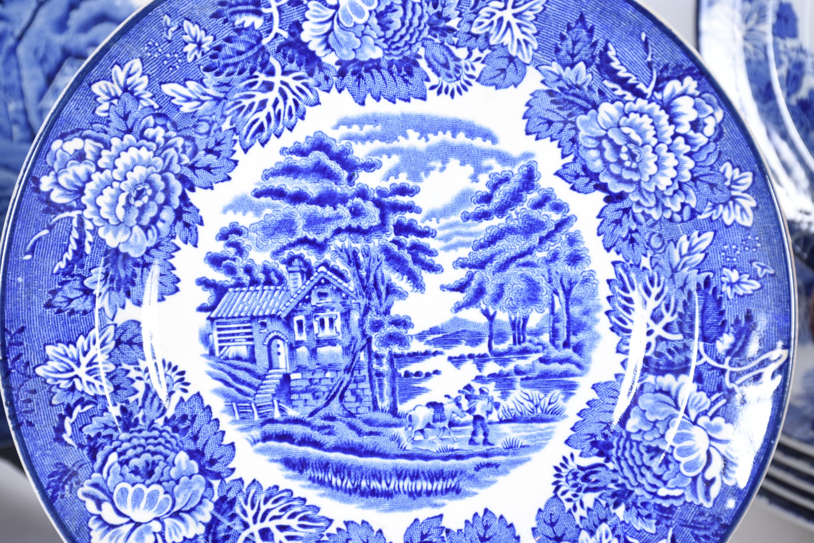 Serviço de faiança inglesa azul e branca Wood&Sons, composto de: 6... - foto 2 de 9