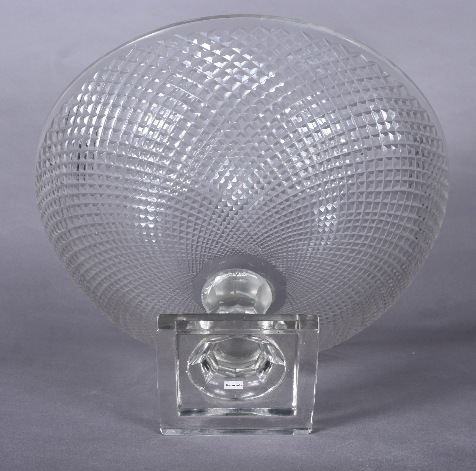 Fruteira de cristal lapidação bico de jaca, base quadrangular. - foto 7 de 7
