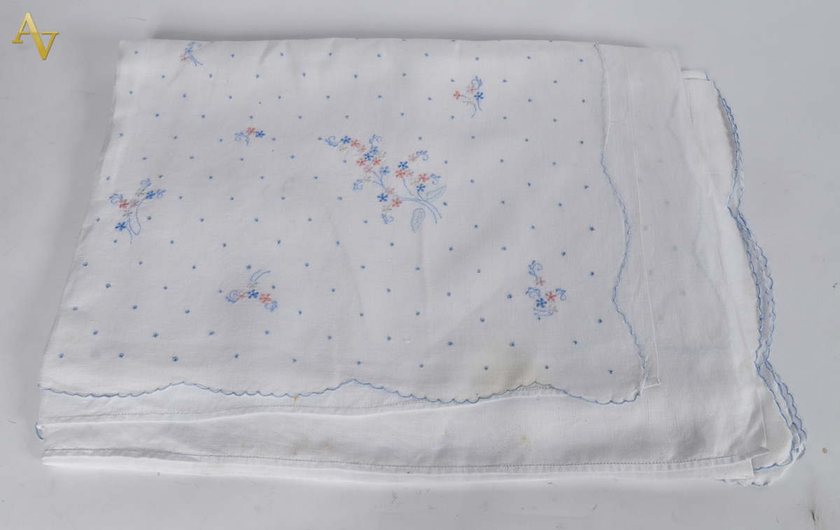 Conjunto de 2 lençóis com pois azul e 2 fronhas- Lígia Mattos.