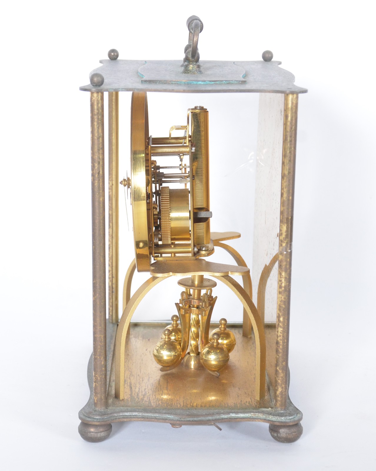 Relógio de mesa com caixa de metal dourado. Máquina parada. - foto 5 de 10