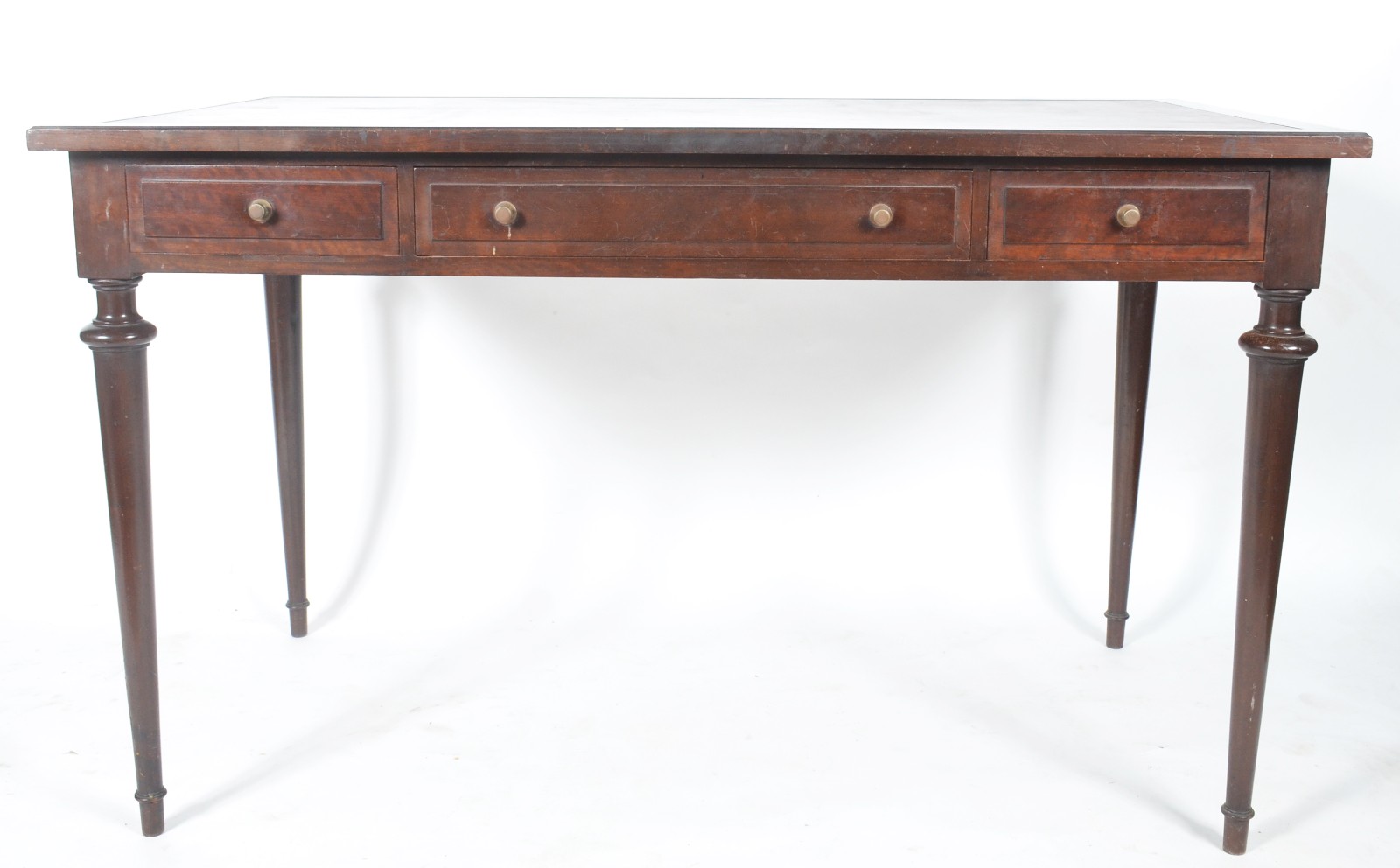 Mesa de escritório de madeira nobre com 3 gavetas, pernas... - foto 4 de 10