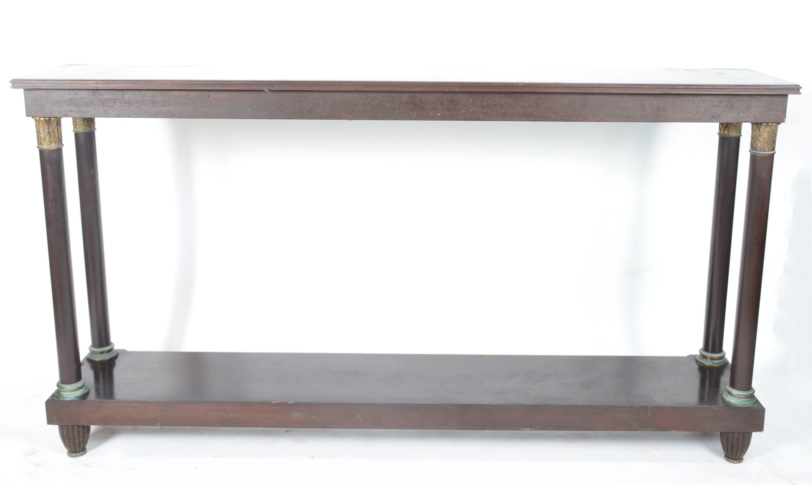 Console de madeira nobre com 4 colunas cilindricas unidas por platô... - foto 6 de 11