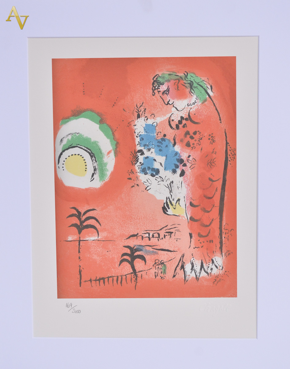 MARC CHAGALL - Daphnis & Gnathon litogravura 30 x 30cm - mancha 24 x...
