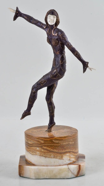 Estatueta de bronze e resina repres. bailarina. Cópia de CHIPARUS...