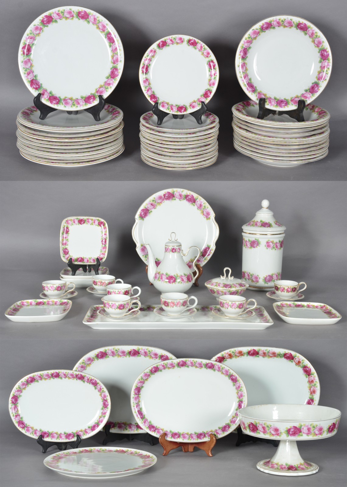 Serviço de jantar de porcelana Saler na cor branca decorada na borda... - foto 1 de 6