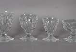 Baccarat (1764),  - Parte de serviço de cristal francês facetado, composto de: 2 taças para água, 2 para vinho branco, 2 para vinho tinto e 2 para champagne. Total: 8 peç