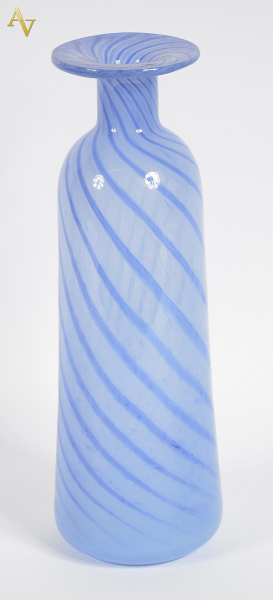 FRATELLI TOSO - Vaso em vidro de murano tom azul rajado, decorado com...