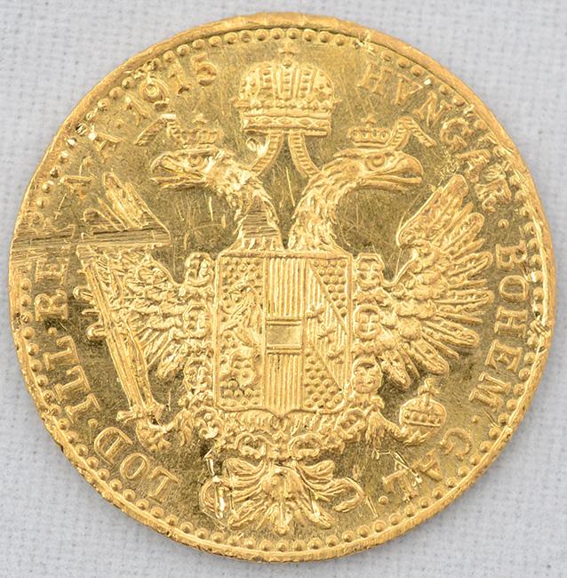 UM DUCADO - Império Autro Húngaro - Francisco I - Peso 3,50 g - 1915... - foto 2 de 2