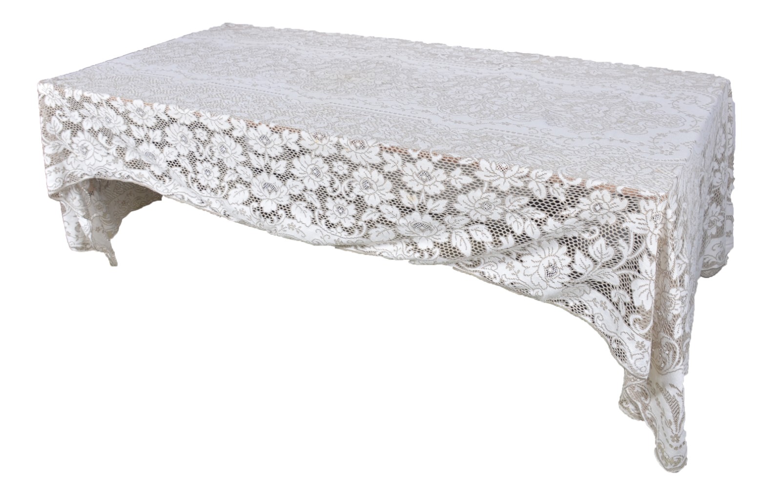 Toalha de mesa com bordados florais e vazados. - foto 1 de 8