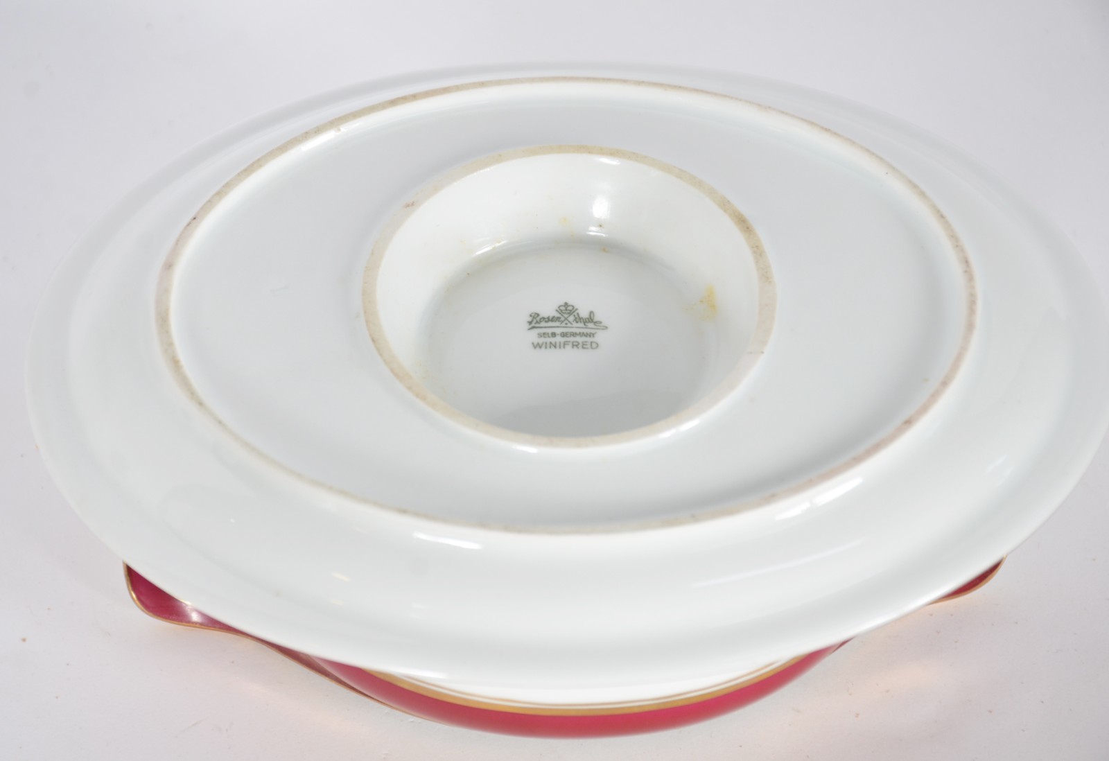 Serviço de jantar de porcelana Rosenthal borda bordeaux e guirlandas... - foto 4 de 8