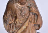 Estatueta de bronze repres. Sagrado Coração de ... - Estatueta de bronze repres. Sagrado Coração de Jesus, base de mármore, alt.total 27 cm.