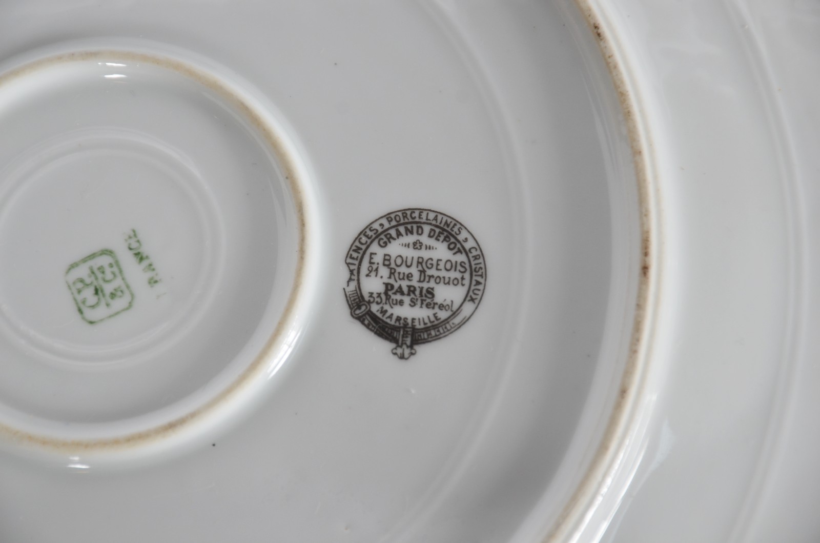 Cinco pratos para entrada de porcelana francesa E. Bourgeois na cor... - foto 5 de 5