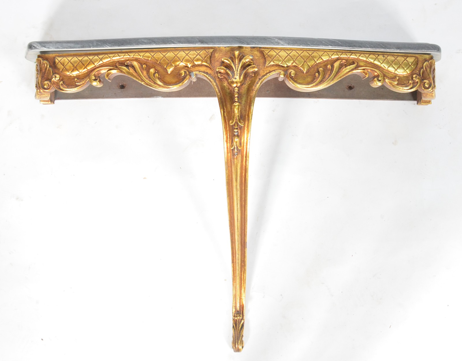 Console de parede de madeira nobre dourada, tampo de mármore... - foto 2 de 11
