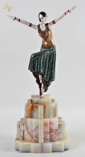 Estatueta de bronze e resina repres. bailarina. Cópia de CHIPARUS...