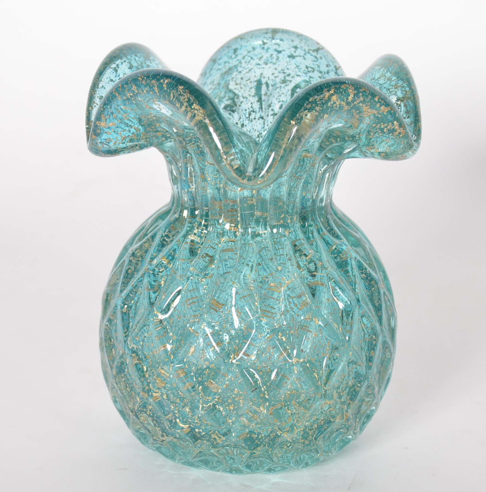 Vaso de vidro decorativo com relevo. - foto 1 de 4