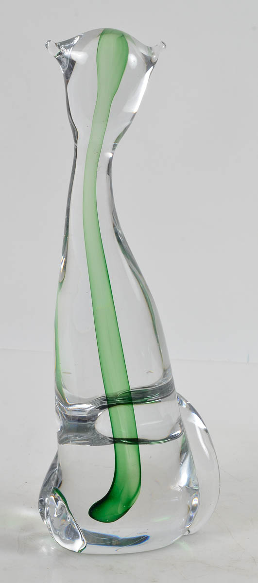 GATO DE CRISTAL VERDE alt. 41cm larg. 14cm
