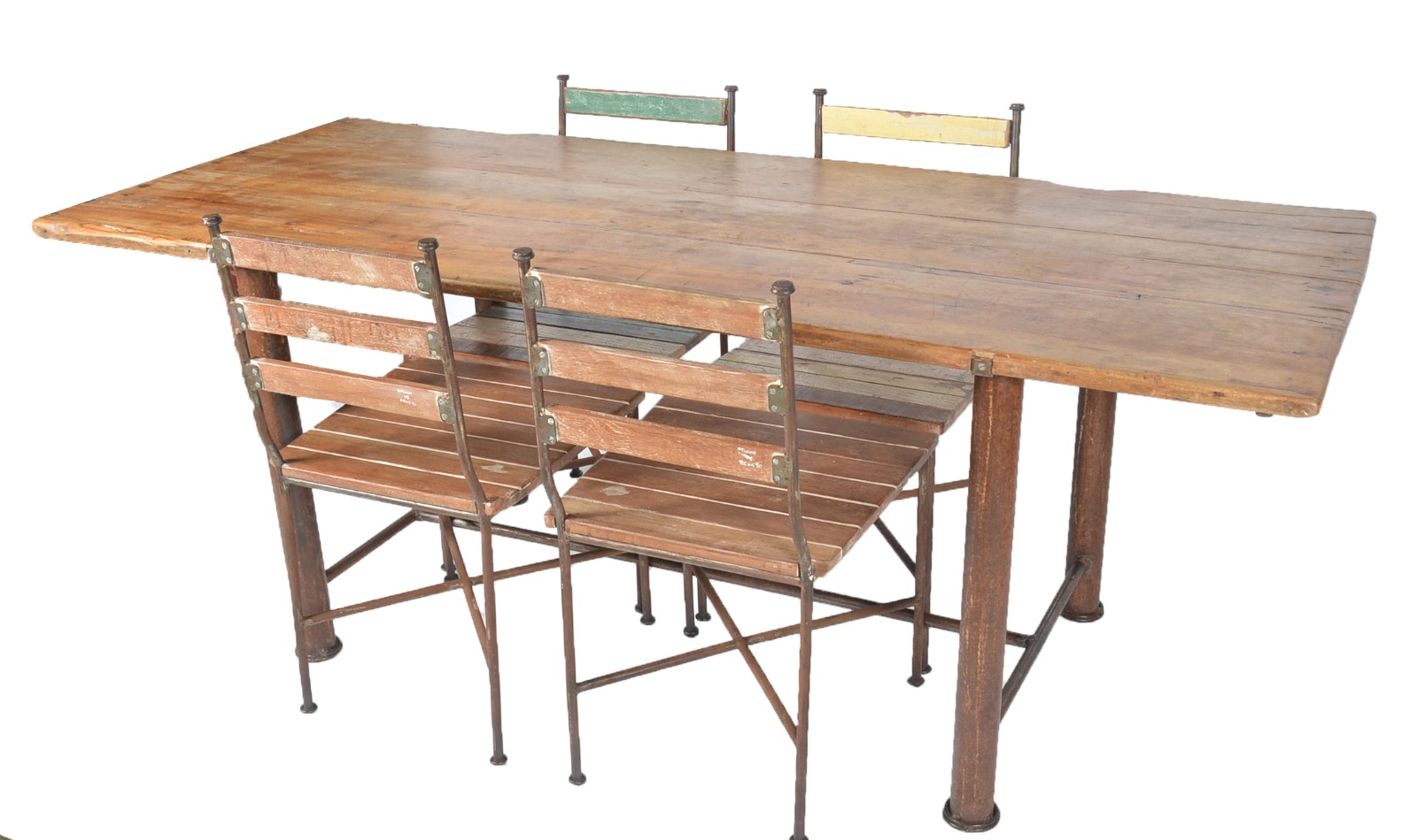 Mesa de jantar de madeira rústica, base de metal (com oxidação)... - foto 1 de 11