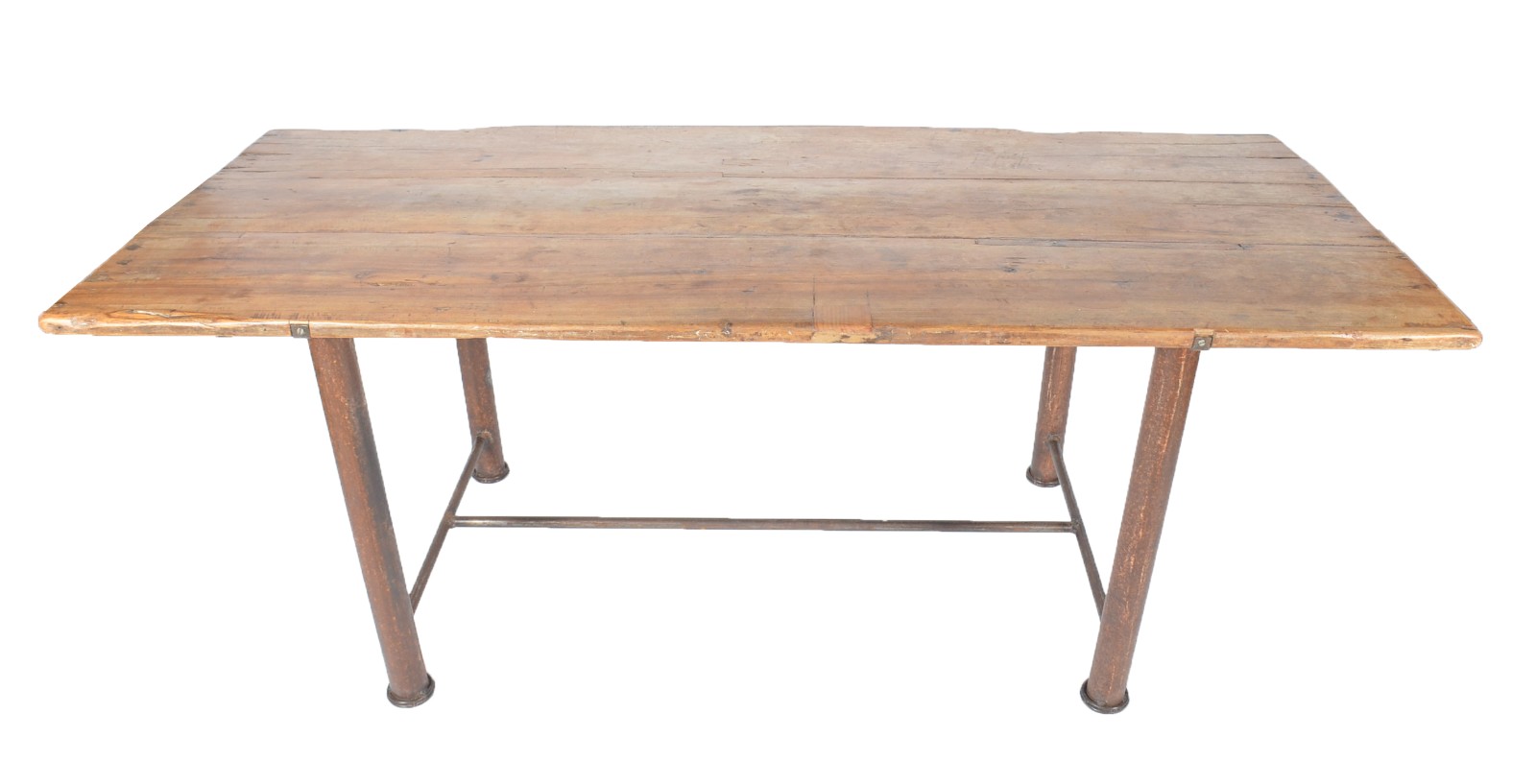 Mesa de jantar de madeira rústica, base de metal (com oxidação)... - foto 2 de 11