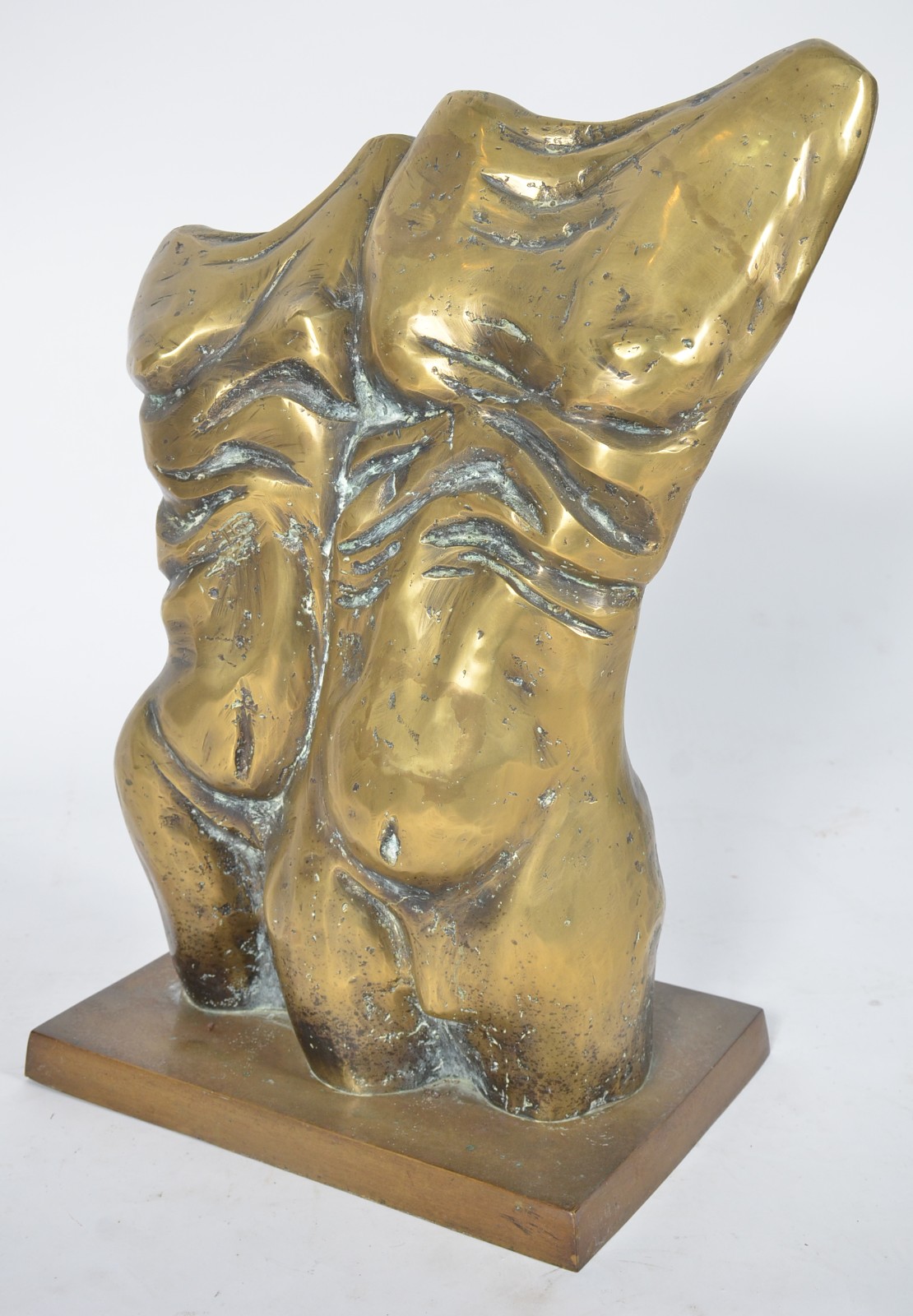 Escultura de bronze representando torsos, base de metal. - foto 1 de 5
